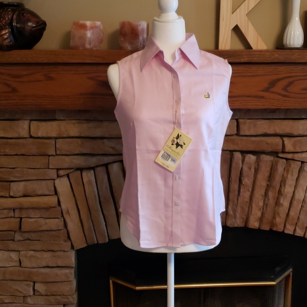 Masters women’s pink Sleeveless Button-Up Top Sz Small